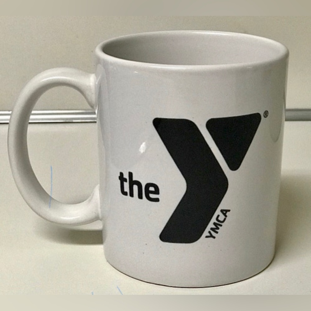 White Ceramic Black Print The Y YMCA Coffee Mug